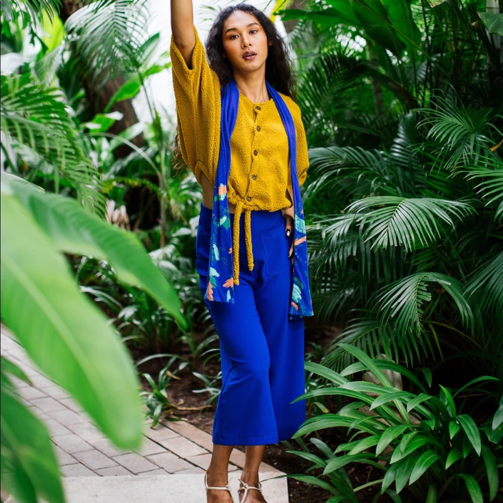 Plant Kween x Tonle collab Camryn culottes in royal blue